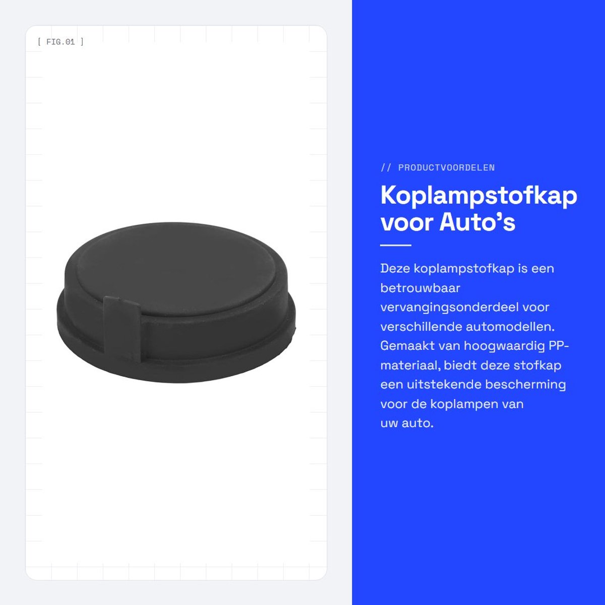 Solidchoice- Koplampstofkap Vervanging 1609015380 - PP Materiaal - Geschikt voor 301/307/308 - C3/C4 - Effen Kleur - Duurzaam ontwerp - Koplampkap