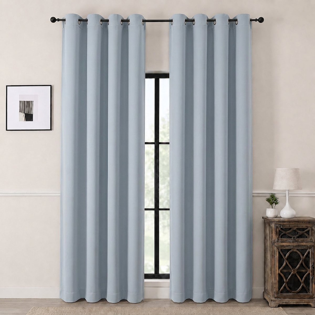 Kant en klaar Gordijn met Ringen – 99% Verduisterend – 132x240 CM – Licht Grijs – Everyday Elegance Premium
