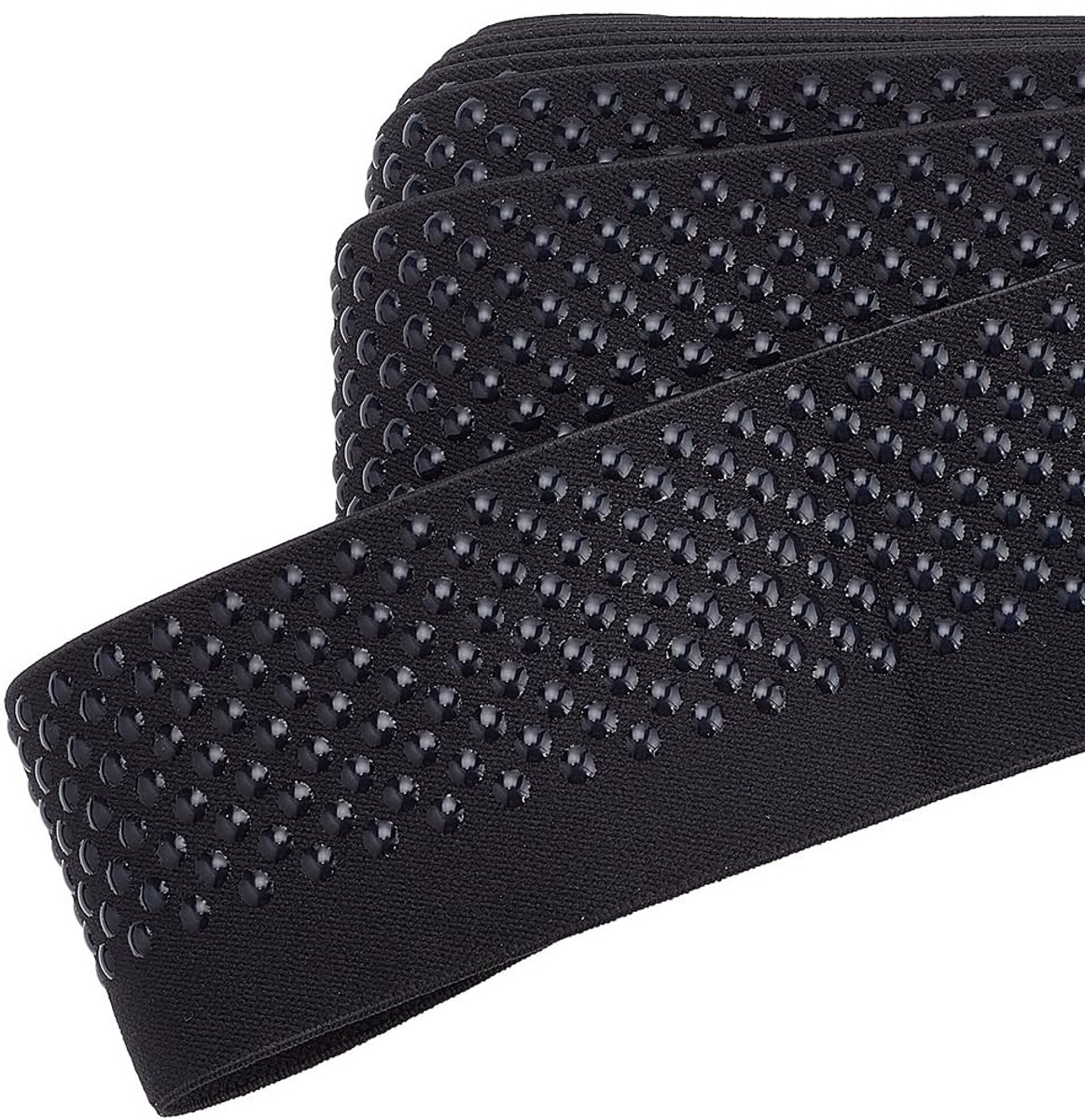 Solidchoice- Siliconen Grijper 6 Meter - Antislip Tape - Elastische Band - Polyester - Zwart - 2,5 cm Breed - 9 Lijnen Siliconenstippen