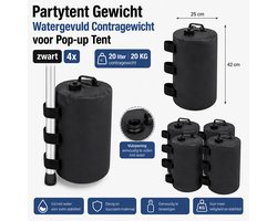 4 Stuks 20L-20KG Partytent Pop-up tent Paviljoen Contra Gewichten Watergevuld 20 Liter / 20 KG Contragewicht – Set van 4-zwart