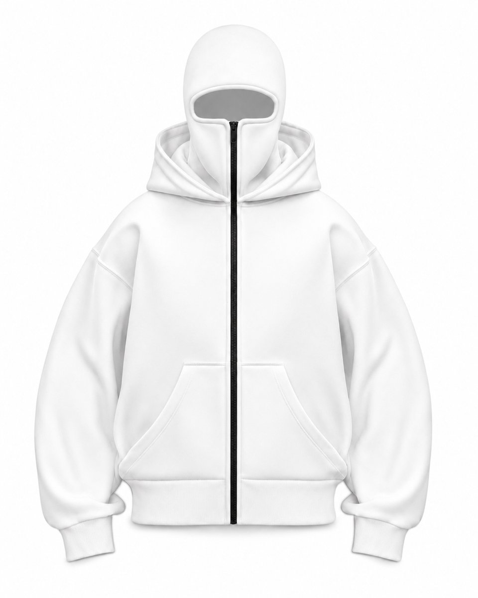 ANTI SOCIAL Ninja Hoodie Vest | S | Volledig Dichtritsbare Bivakmuts Capuchon Trui | Winddichte Hooded Oversized Sweatshirt Met Masker | Unisex | Full Zip | Oversized Fit