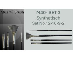 MusBrush Serie M-40 Penselenset - Effect & Structuur Set - 4-delig - Inclusief Waaierpenseel en Sleper - Voor Landschappen en Details - Hoogwaardig…