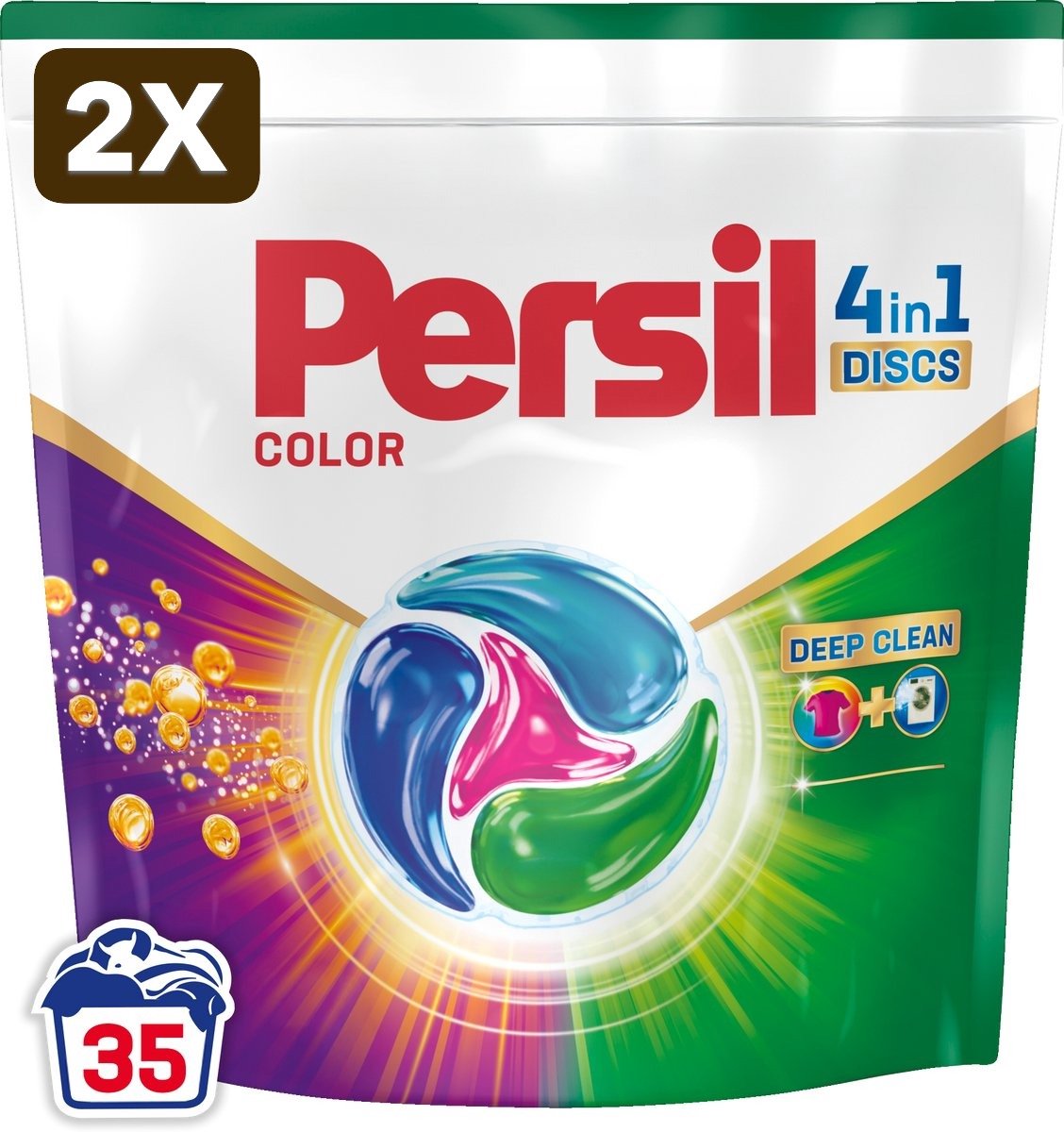 2 x Persil Discs Color - Wascapsules - Krachtige Vlekverwijdering - Hygiënische Frisheid - Gekleurde Was - 35 Wasbeurten