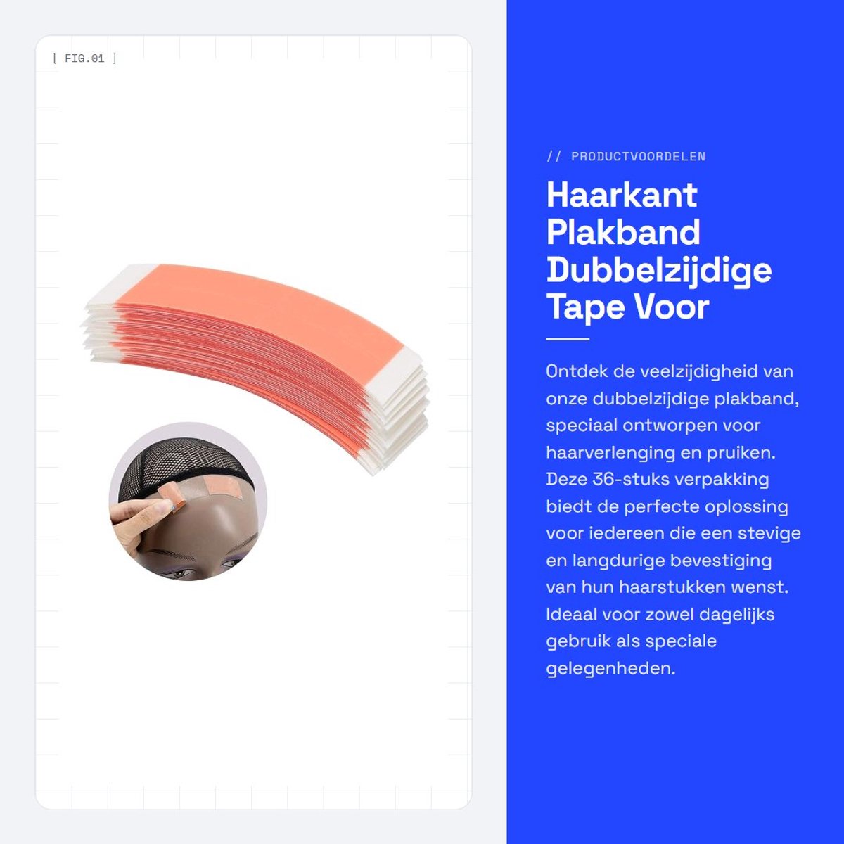 Dailygoods- Plakband Dubbelzijdig 36 Stuks - Plakband voor Haarverlenging - Plakband voor Pruik - Waterdicht - Duurzaam - Ondersteuning voor Lace Front - Haartape