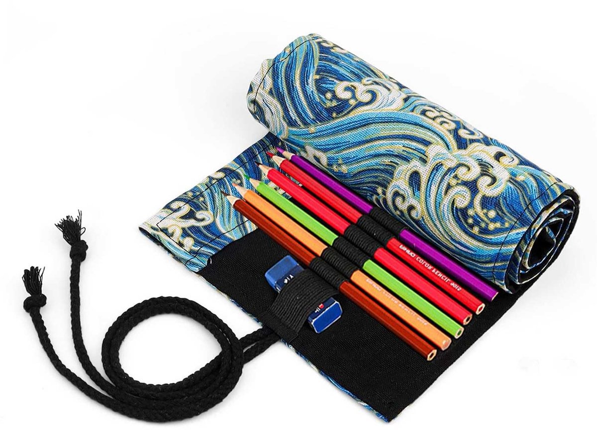 Dailygoods- Pennenetui grote capaciteit - Canvas etui - 72 opbergruimtes - Duurzaam materiaal - Perfect voor kunstenaars - Gemakkelijk schoon te maken - Pencil Case