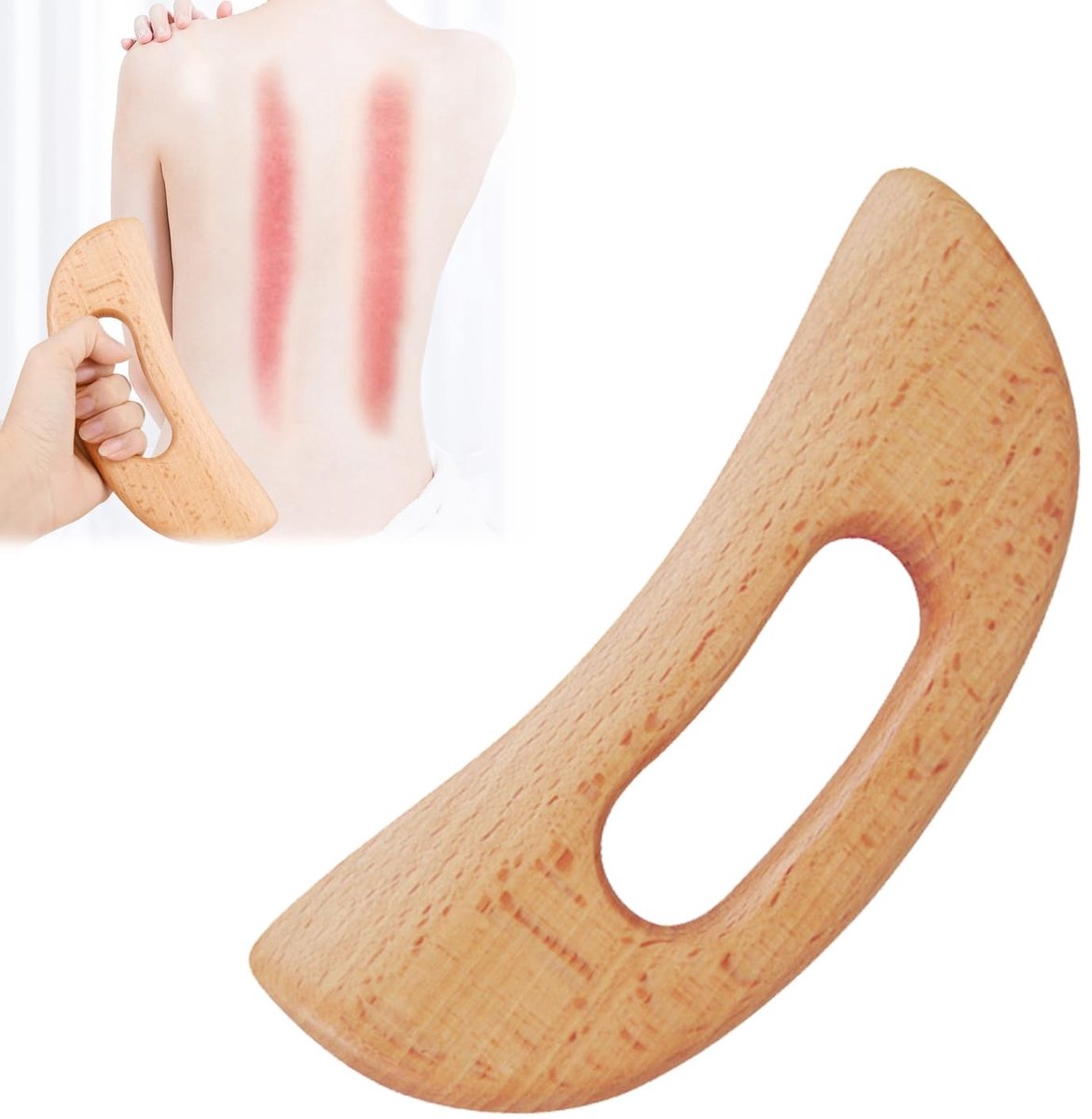 Dailygoods- Gua Sha Houten Plank - Duurzaam - Massage Tool - Lichaamsmassage - Verlichting Spiervermoeidheid - Bevorder Bloedcirculatie - 19 x 8 cm - Massagetool