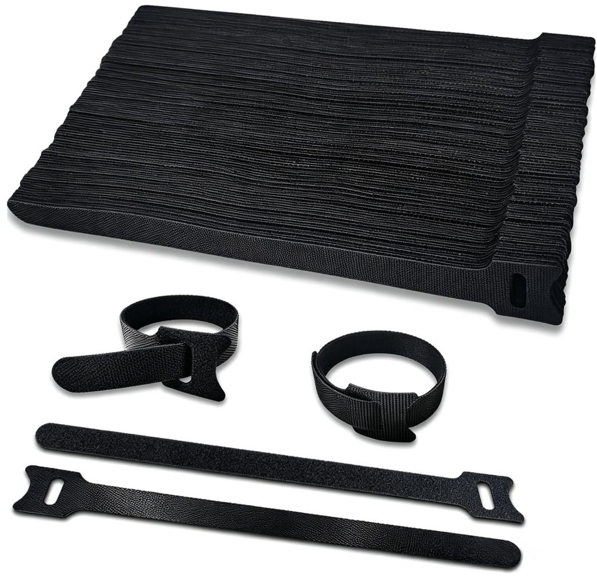 Dailygoods- Klittenband Kabelbinder 100 Stuks - Herbruikbaar - 15 cm x 1,2 cm - Nylon Weefsel - Duurzaam - Zelfklevend - Kabelbinders