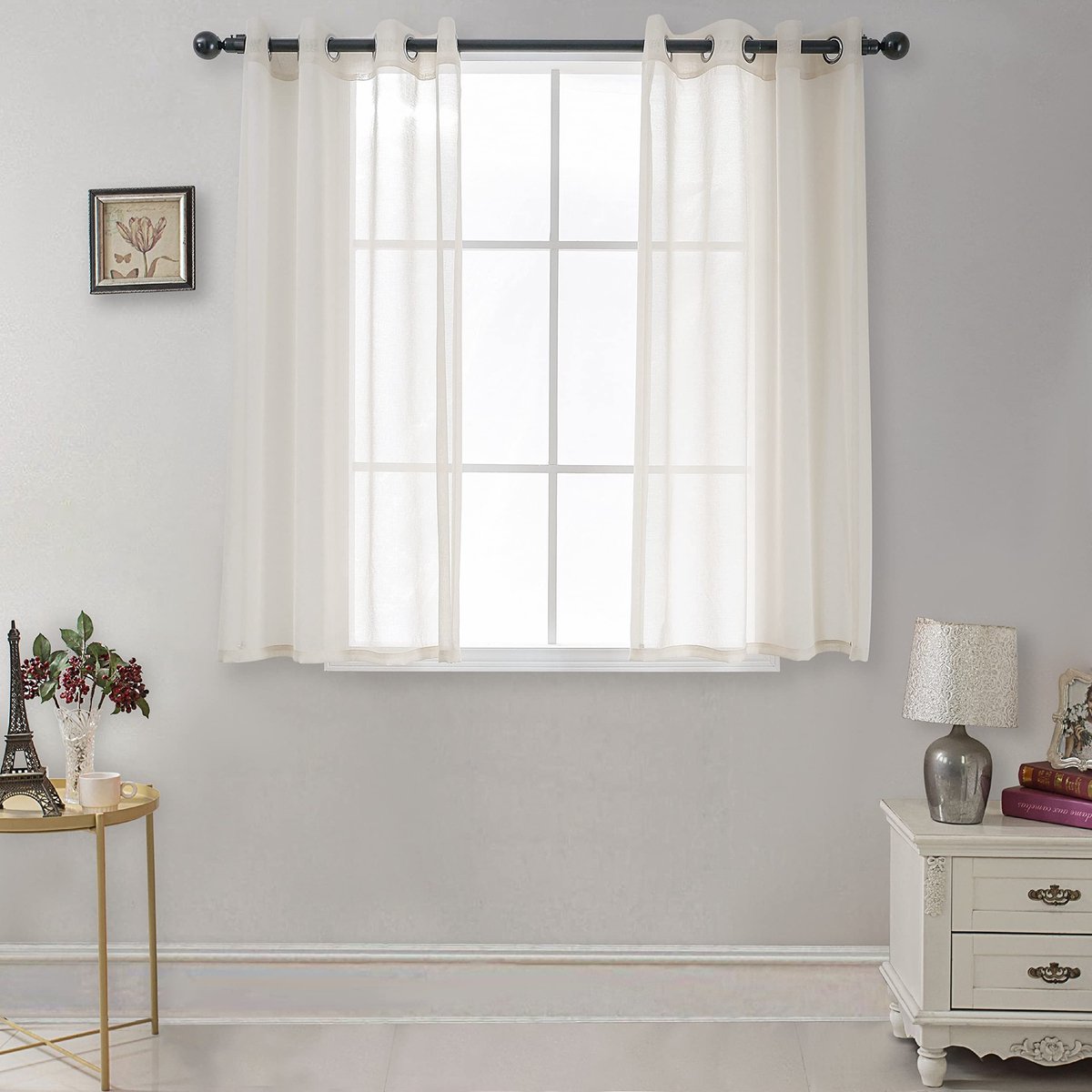 Dailygoods- Voile Gordijn - Set van 2 - H 145 x B 140 cm - Polyester - Oogjes - Milieuvriendelijk - Duurzaam - Raamgordijn