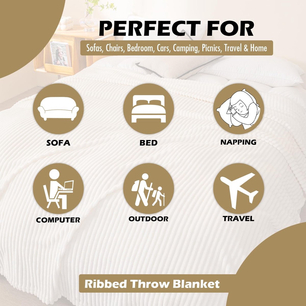 Dailygoods- Fleece Deken Zacht en Warm - Geribbelde Textuur - Banksprei - Pluizige Deken - Lichtgewicht en Opvouwbaar - Ideaal voor Filmavonden - Knuffeldeken