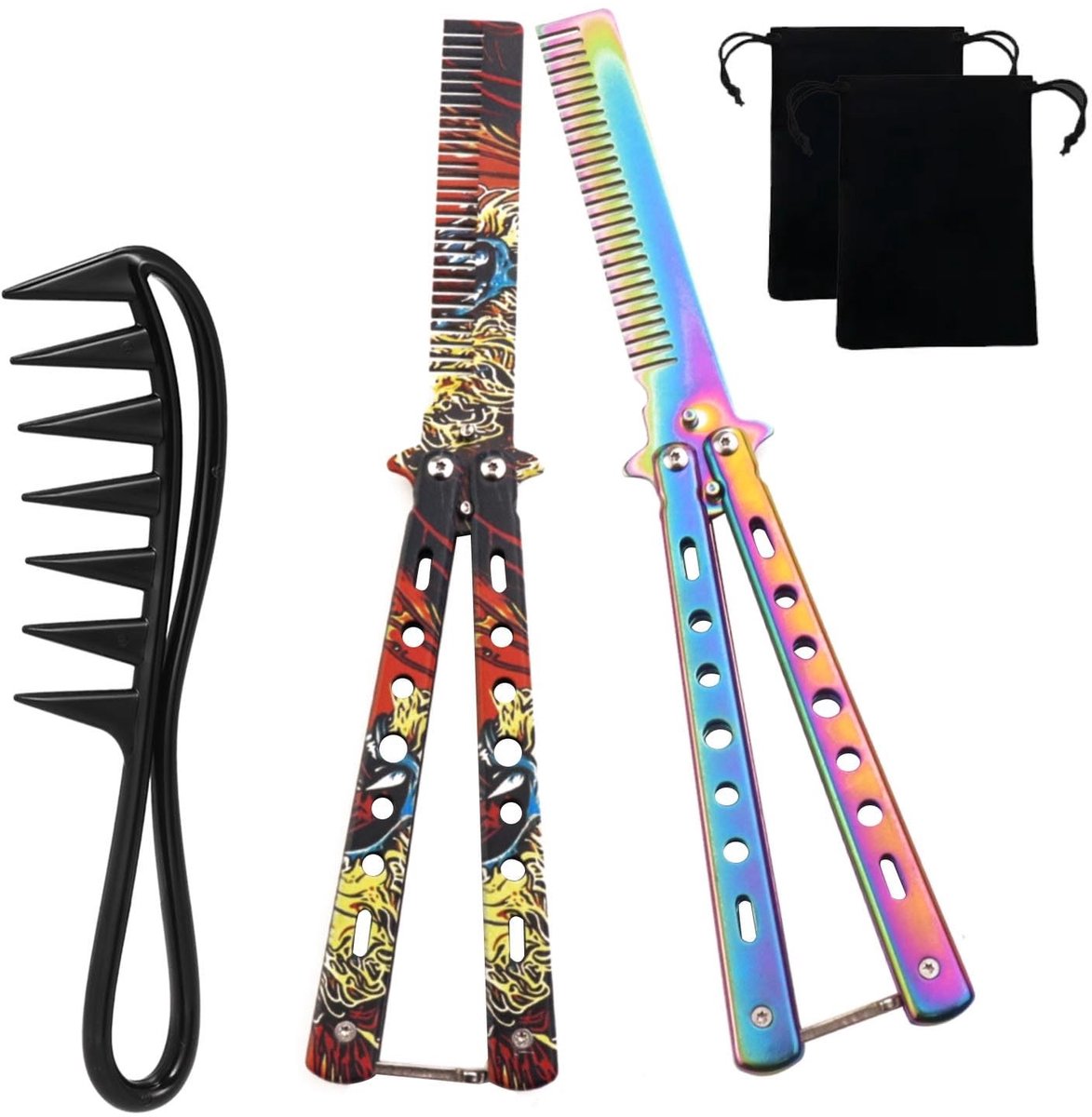 Dailygoods- Vlinderkam 3 stuks - Opvouwbare Zakkam - Roestvrij Staal - Tandkam - Haarstyling Accessoires - 258 gram - Haarkam