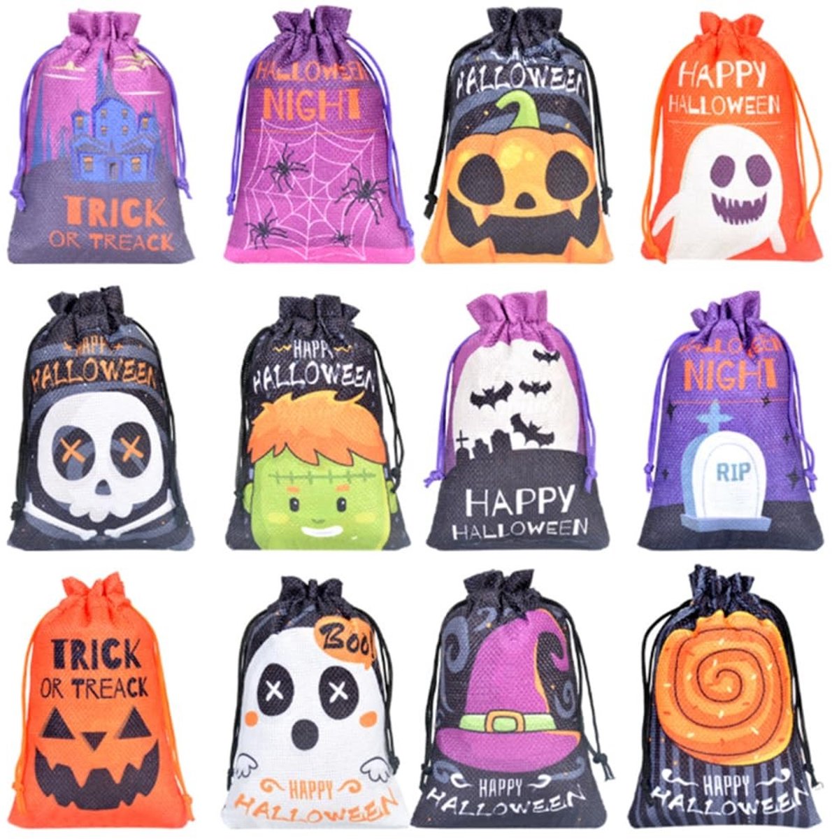 Dailygoods- Jute Zakken 10 x 14 cm - 20 Stuks - Trekkoord - Halloween Zakjes - Cadeauzakjes - Feestzakjes