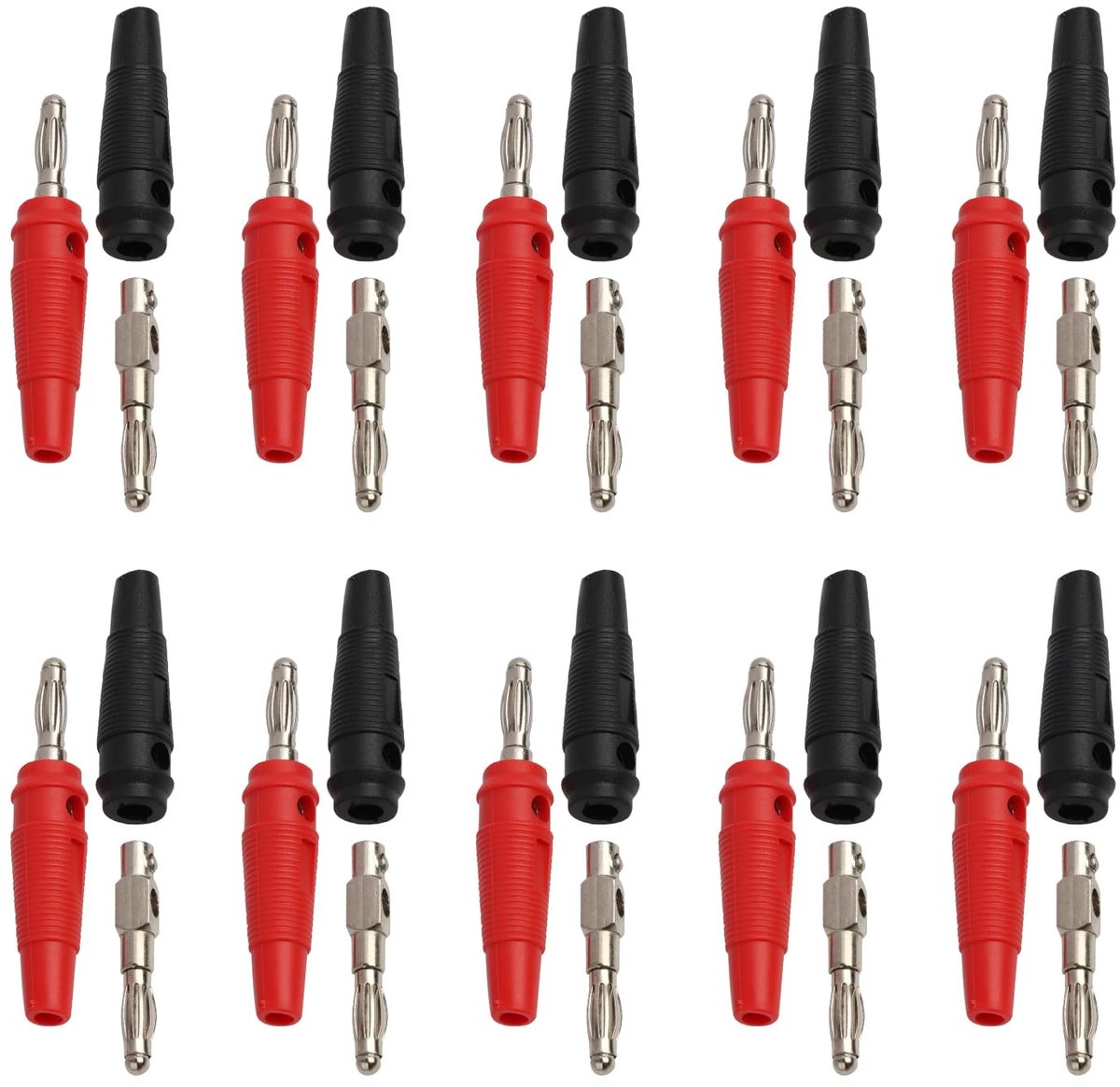 Dailygoods - 20 Stuks Banaanstekkers 4 mm voor Luidsprekerverbindingen, Rood en Zwart