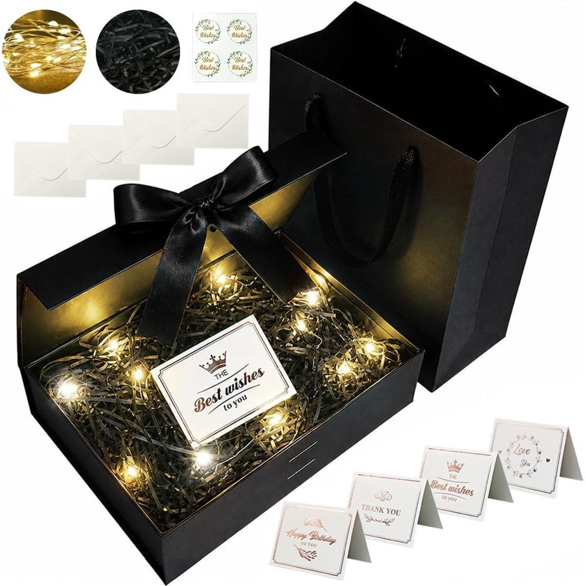 Dailygoods- Geschenkdoos zwart 26 x 19 x 8 cm - Magnetisch - Cadeauverpakking - Verjaardag - Kerstmis - Valentijnsdag