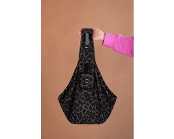The Dog Label - Hondendraagtas - hondentas - draagtas hond - draagzak - kleine honden - hondendraagzak- pups - oude hondjes - honden reistas - canvas - leopard - grijs