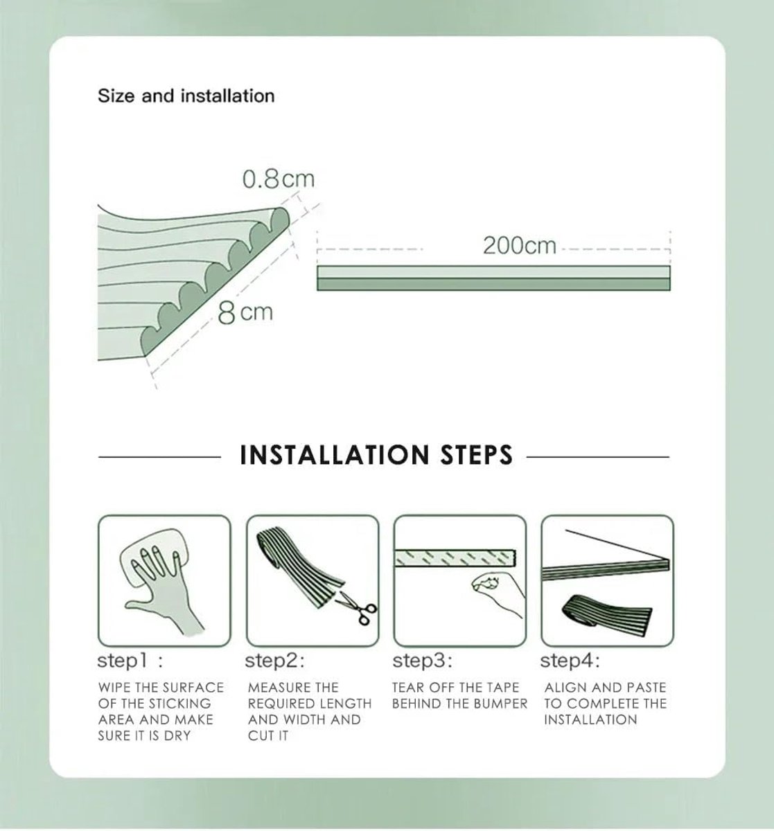 Veiligheidsstrip Kinderen - Randbescherming Meubels - Babykamer Inrichten - Zacht Schuimmateriaal - 2 Meter - Lichtgroen