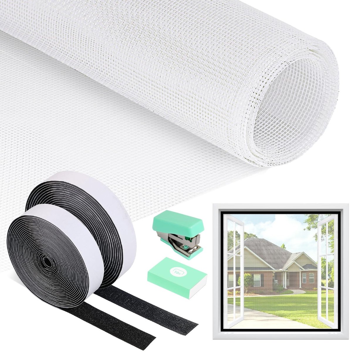 Dailygoods- Vliegengaas 120 x 250 cm - Zelfklevend - Glasvezel - Fijnmazig - Kattenveilig - Duurzaam en milieuvriendelijk - Raamhor