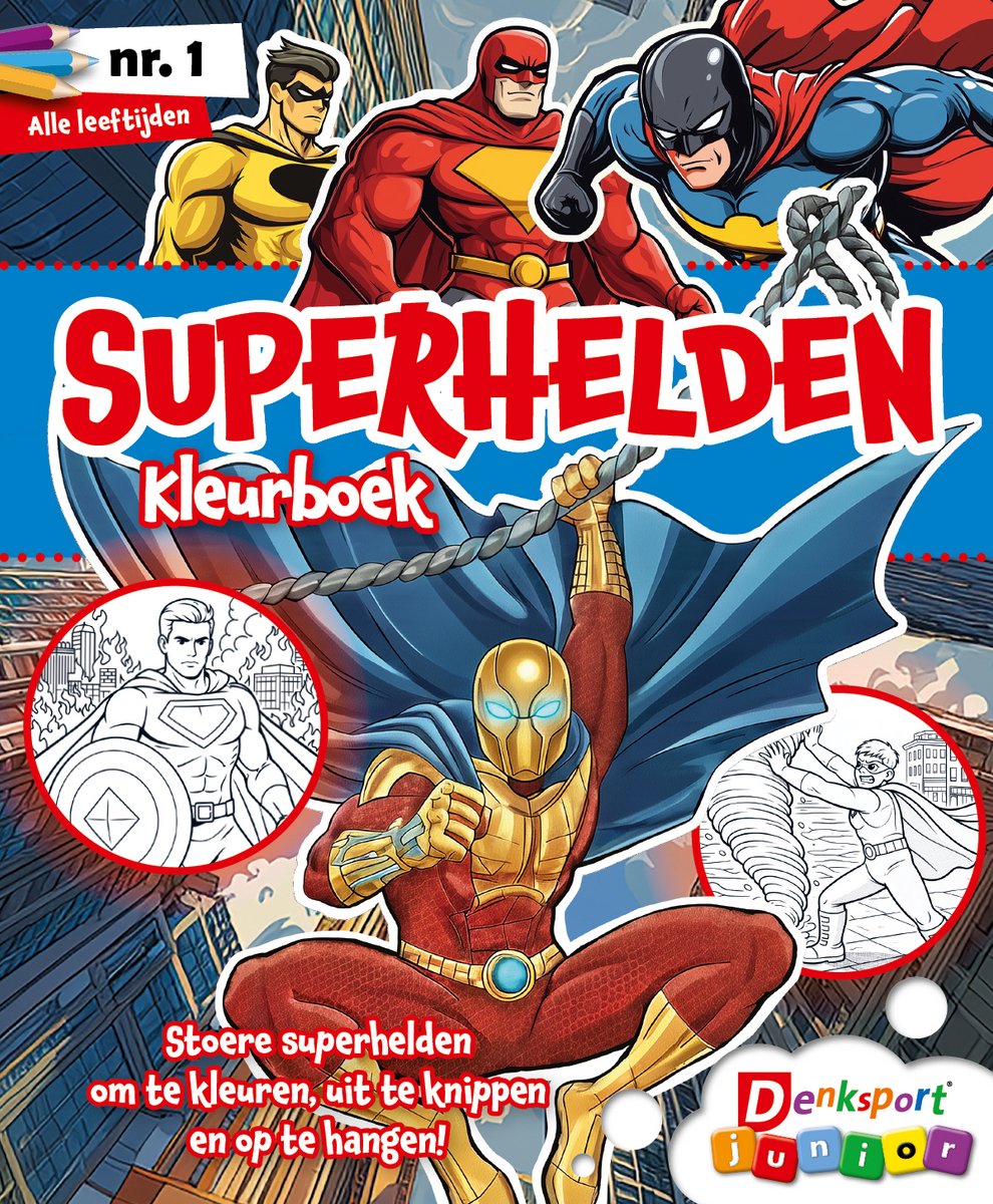 Denksport Junior Puzzelboek - Superhelden kleurboek, editie 1