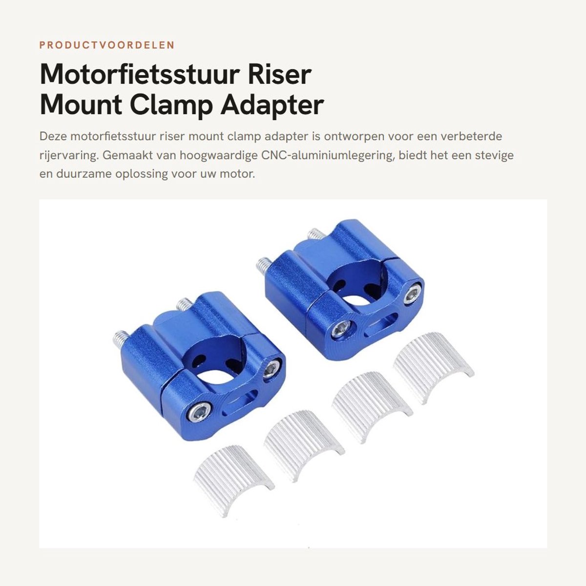 Dailygoods - Motorfietsstuur Riser Mount Clamp Adapter 22 mm / 28 mm Aluminium