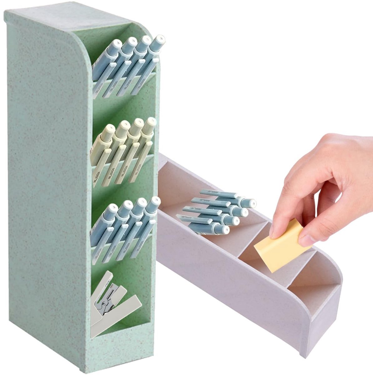 Dailygoods- Bureau-organizer met 4 compartimenten - Pennenhouder - Kunststof - Multifunctionele opbergbak - Voor kantoor/school - Eenvoudig en stijlvol ontwerp