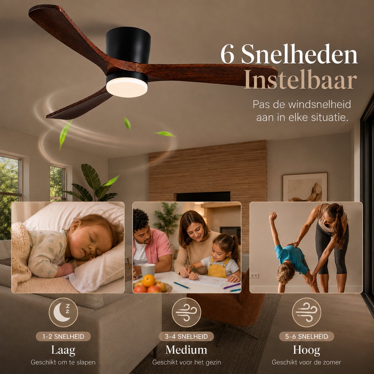 KLASA Slimme Plafondventilator 132cm - App & Verlichting thumbnail 2
