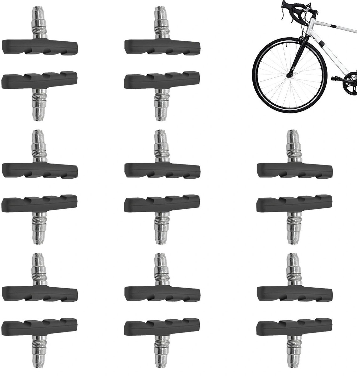 Dailygoods- Fietsremblokken 16 Stuks - Rubber - V-remmen - Hoge Wrijvings- en Slijtvastheid - Professioneel Warmteafvoerontwerp - Geschikt voor Mountainbikes en Stadsfietsen - Remblokken