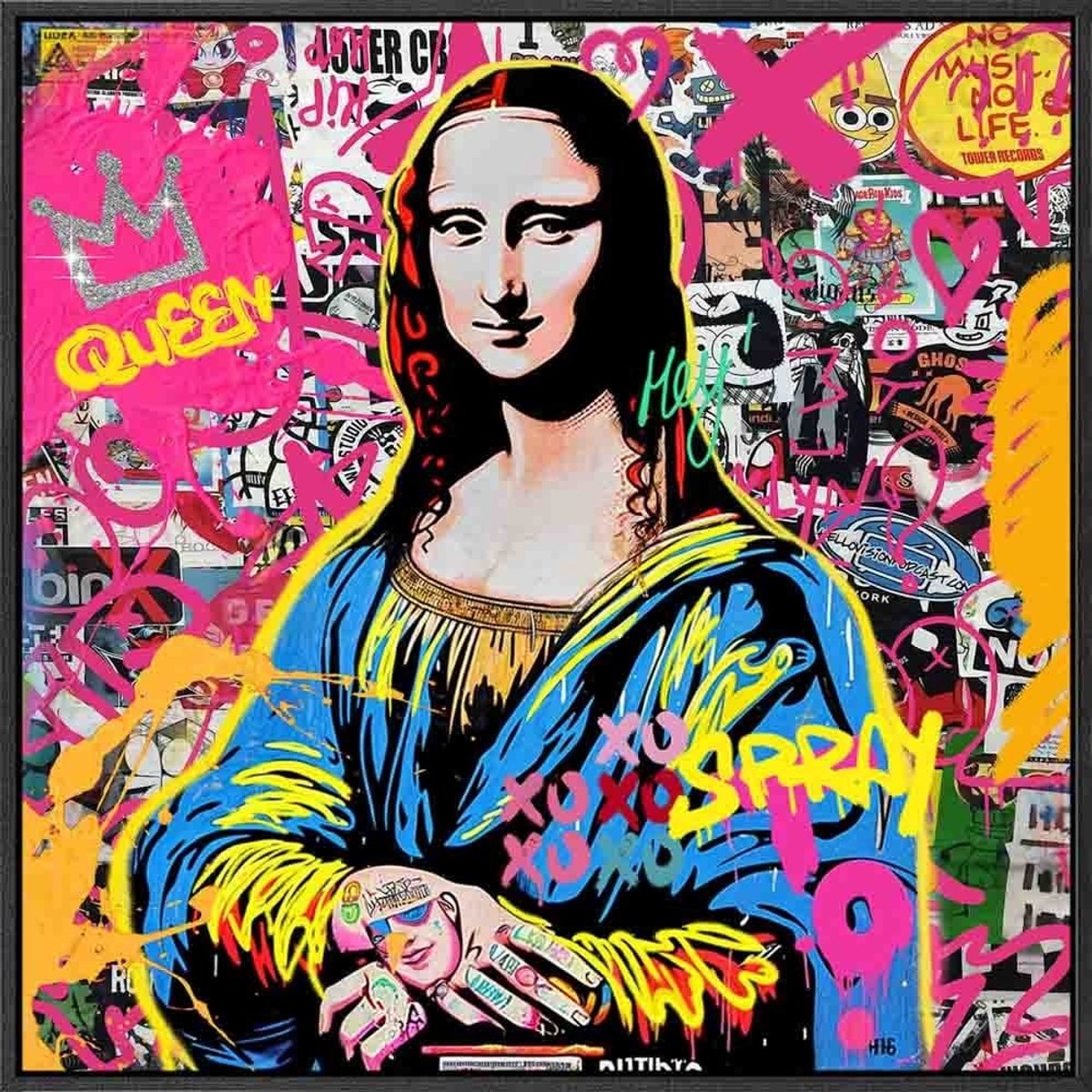 HomeBound by KY | Schilderij high gloss popart Mona Lisa | 70x70x5cm | wandpaneel popart