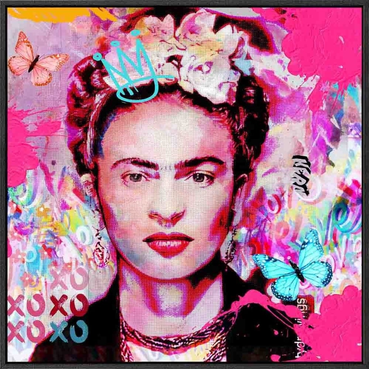 HomeBound by KY | Schilderij high gloss popart Frida Kahlo | 70x70x5cm | wandpaneel popart