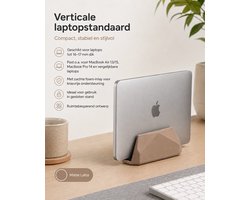 Skushy Verticale Laptopstandaard – Laptop Houder voor Bureau, MacBook Air/Pro, Notebook & Ultrabook – Matte Latte Laptop Stand met Foam Inlay – Ruimtebesparende Bureau Organizer voor Closed-Lid Setup, Extern Scherm, Home Office en Thuiswerkplek