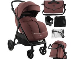MoMi CLARA Kinderwagen - Verstelbare Duwstang - Vering op Alle Wielen - Tot 22 kg - Bordeaux