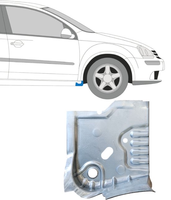 Reparatiepaneel uiteinde dorpel voor Volkswagen Golf 5 2003-2009 / Rechts