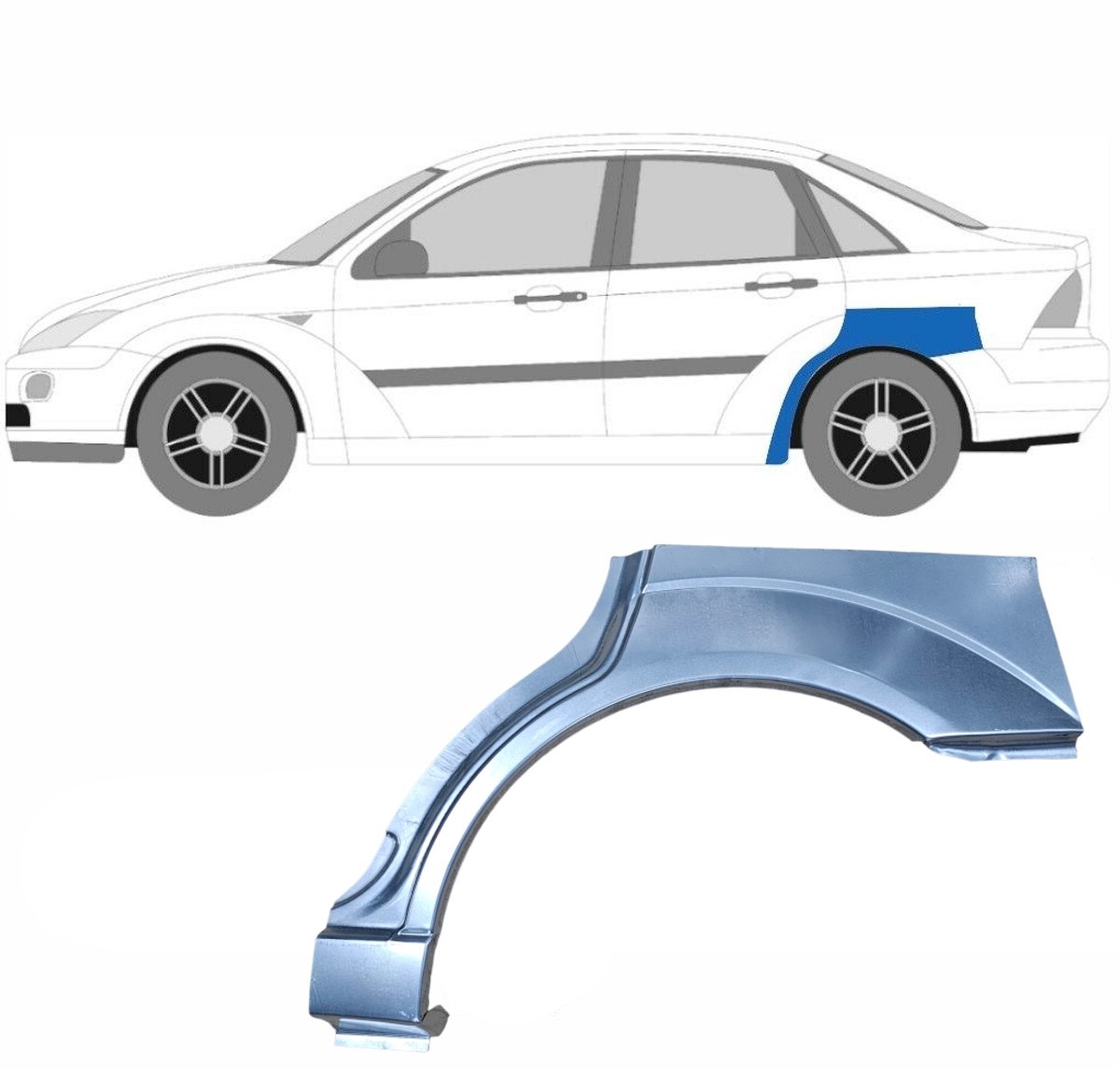 Reparatiepaneel achterspatbord voor Ford Focus 1998-2004 / Links / SEDAN