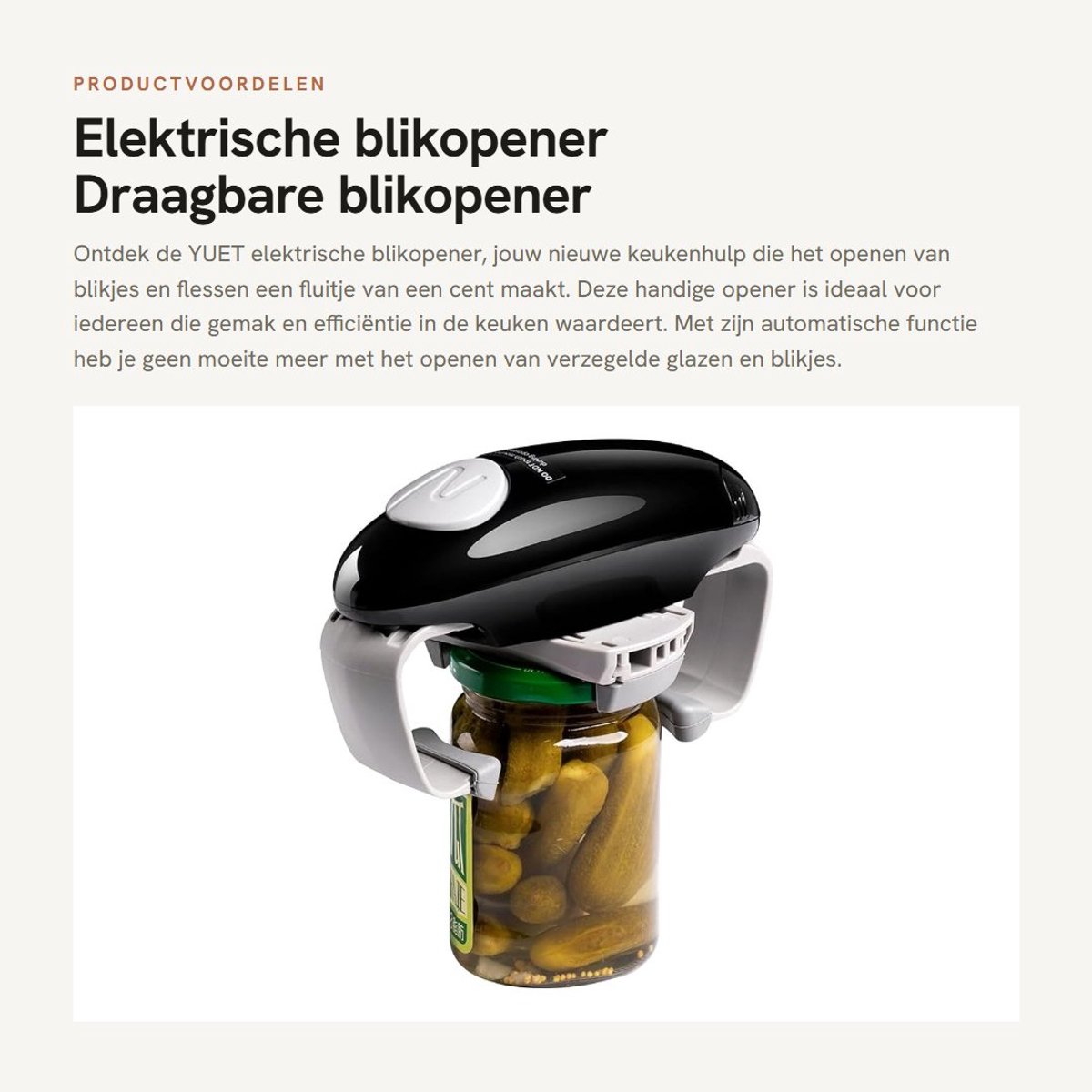 Dailygoods - Elektrische blikopener - Draagbare blikopener - Automatisch openen - Zwart - Handen vrij - Voor nieuwe verzegelde glazen - Keukenhulp