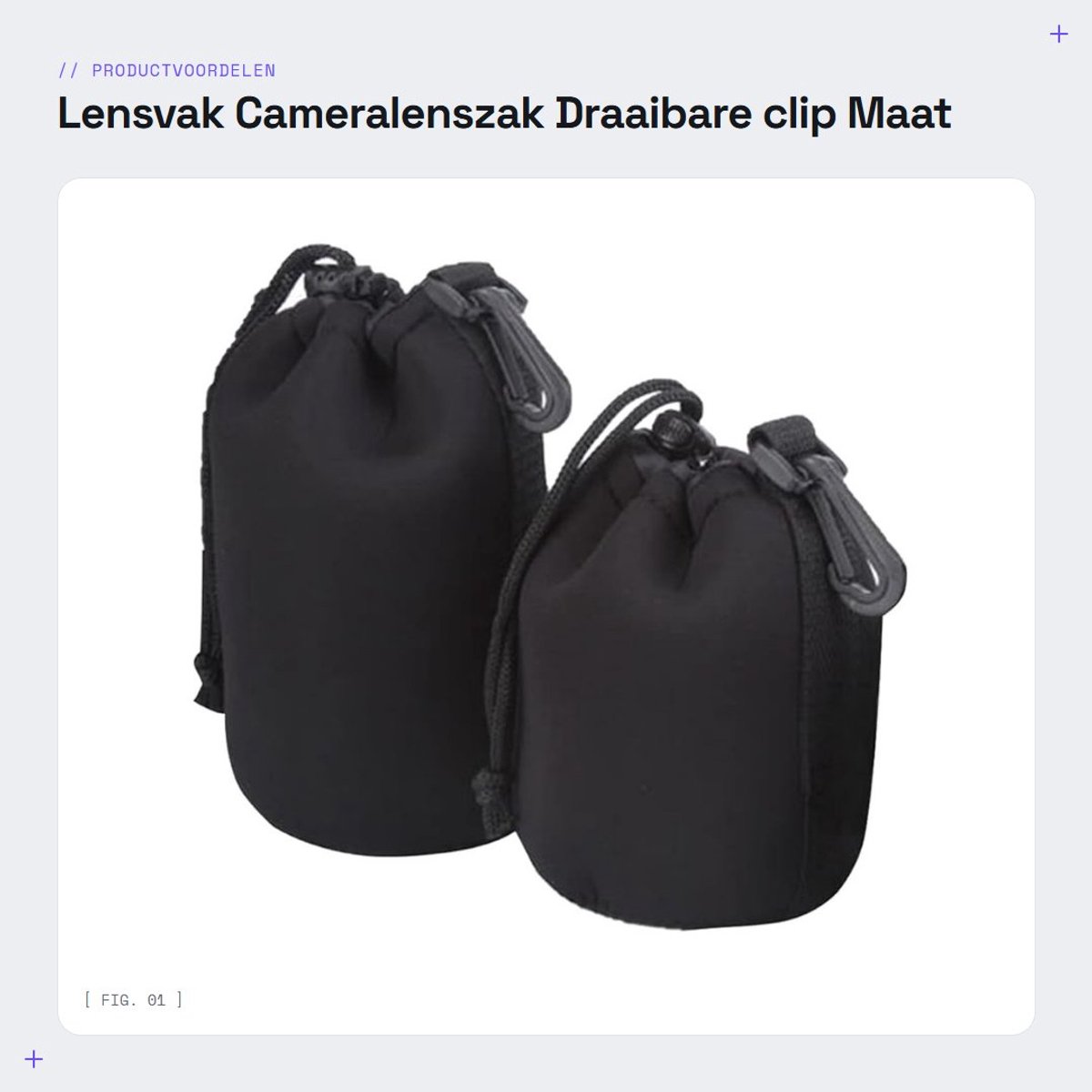 Dailygoods- Lenstas M/L - 2-pack - Beschermtas voor Cameralenzen - Verstelbaar Trekkoord - Zacht Pluche - Schokbestendig Materiaal - Cameratas