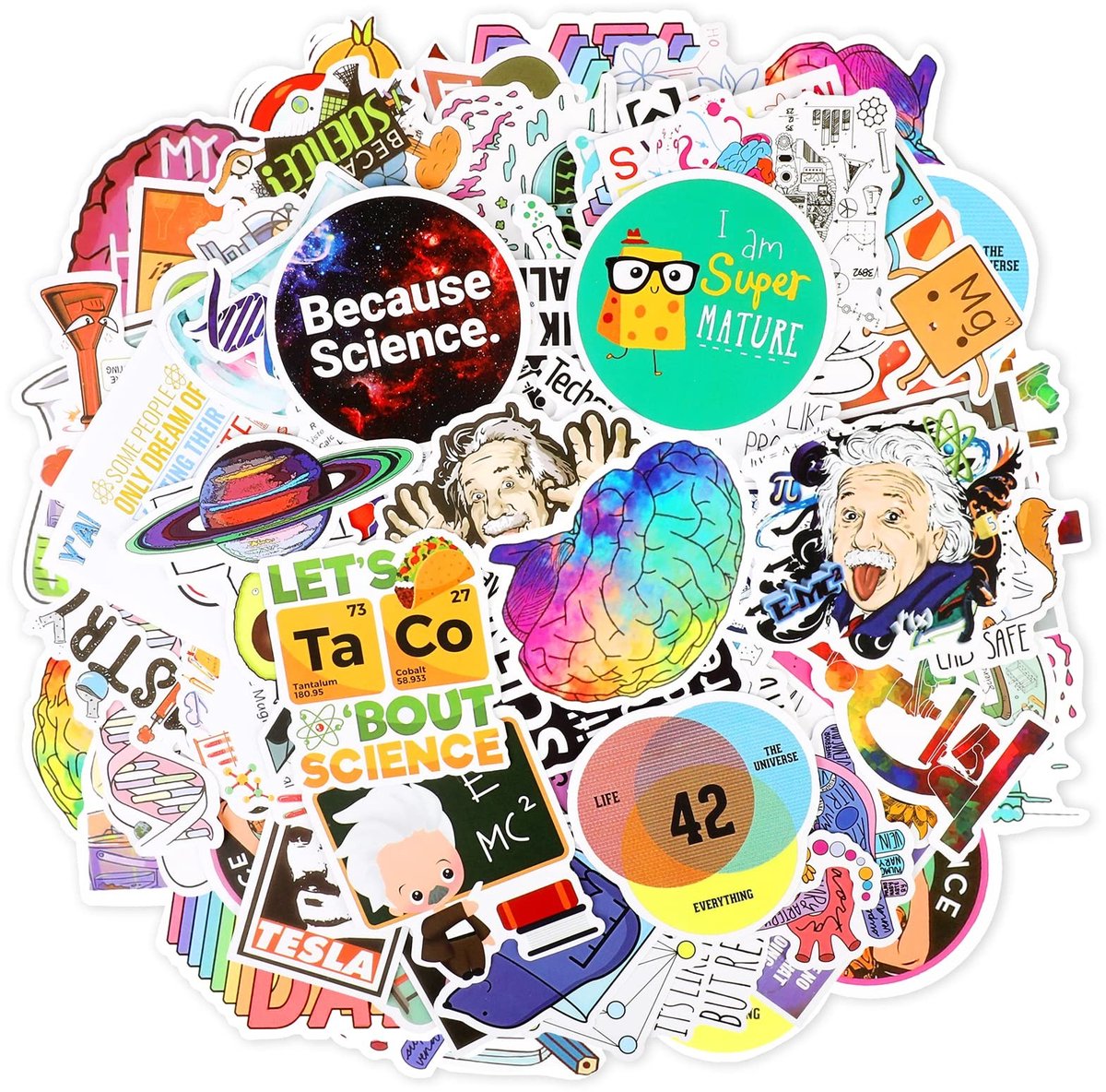 Solidchoice- Laboratoriumstickers 100 stuks - Waterdicht - Duurzaam - Decoratie - Voor studenten/tieners - Hoogwaardig PVC - Wetenschapsstickers