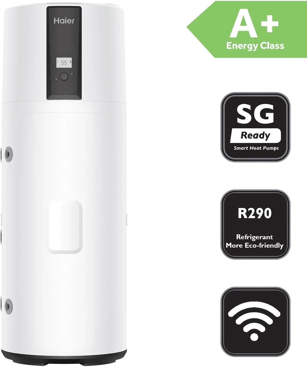 Haier HP200M7 – Warmtepompboiler 200 t/m 250L met spiraal/zonder spiraal liter – Energielabel A+ – R290