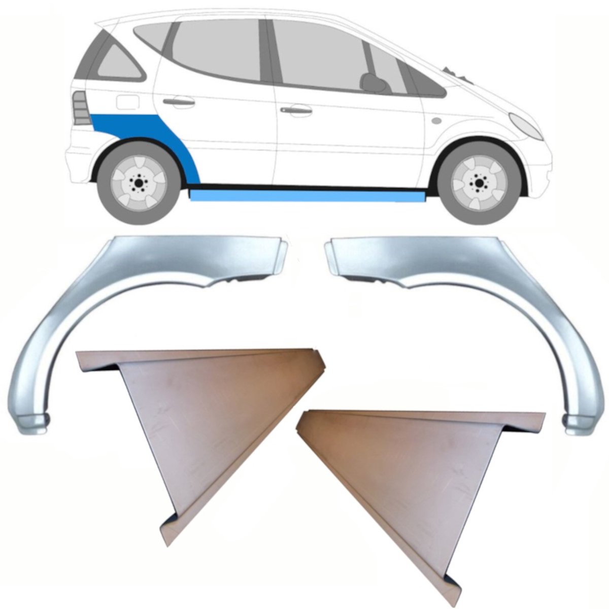Reparatiepaneel dorpel + achterspatbord voor Mercedes A-Class W168 1997-2004