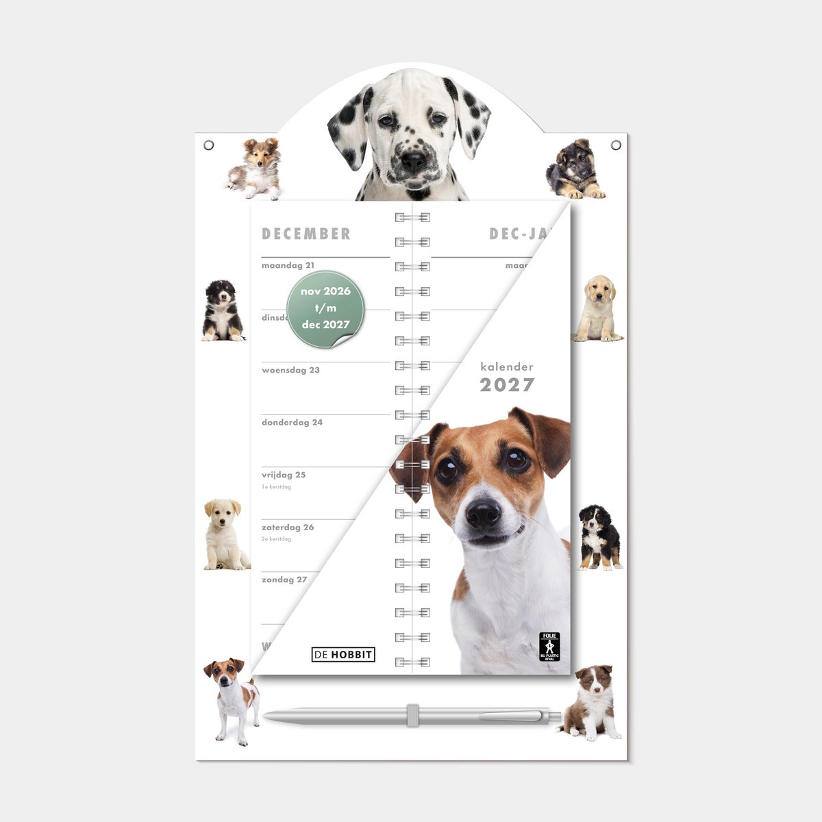 Hobbit - Luxe Omslagkalender 2027 - 2 weken kalender - met pen en ophangkoord - 34 x 21cm - Honden