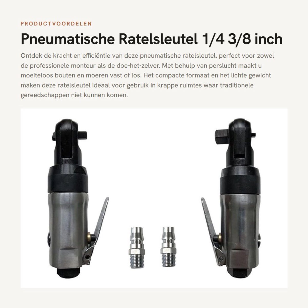 Dailygoods- Pneumatische Ratelsleutel - 1/4"/3/8" Inlaatverbinding - Lichtgewicht - Compact Formaat - Hefboomcontrole - 300 RPM Snelheid - Luchtgereedschap