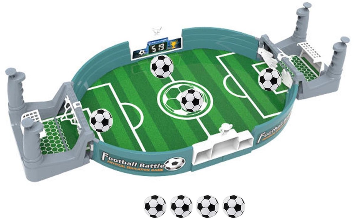 Dailygoods- Tafelvoetbal Mini - Interactief Ouder-Kind Spel - Speelgoed voor 3+ Jaar - Inclusief 4 Voetballen - Milieuvriendelijk ABS-Materiaal - Glad Gepolijst - Voetbalspel