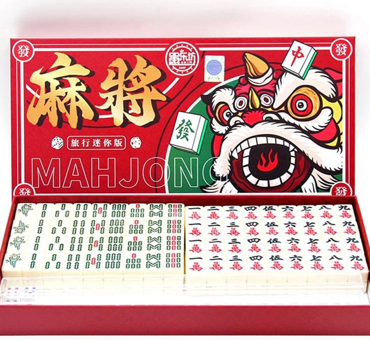 Dailygoods- Mahjong Set Mini - 144 Tegels - Draagbaar Chinees Spel - Bordspel voor Volwassenen - Strategisch Denken - Gezelligheid en Plezier