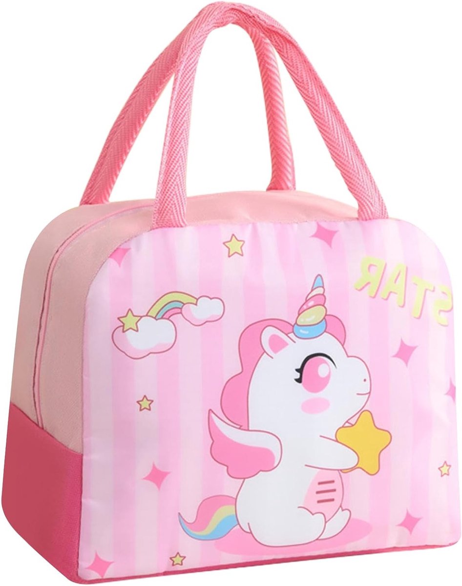Vrolijke Koeltas voor Kinderen, Vouwbare Lunchbox voor School, Picknick en Reizen, Geïsoleerde Tas met Cartoon Ontwerp