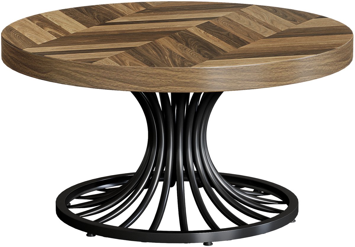 DMG Supply Salontafel - Rond - 80 x 80 x 45 cm - Bruin en Zwart - MDF en Metaal