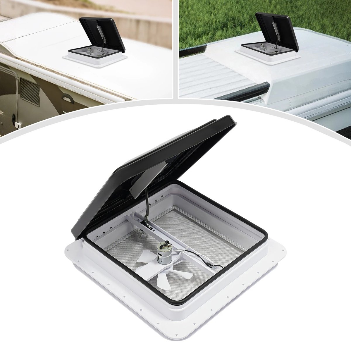 Dailygoods 420x420mm RV Dakventilatie Dakraam Vierkant Caravan Dakventilatie Push-pull Venster Camper Camper Ventilatie