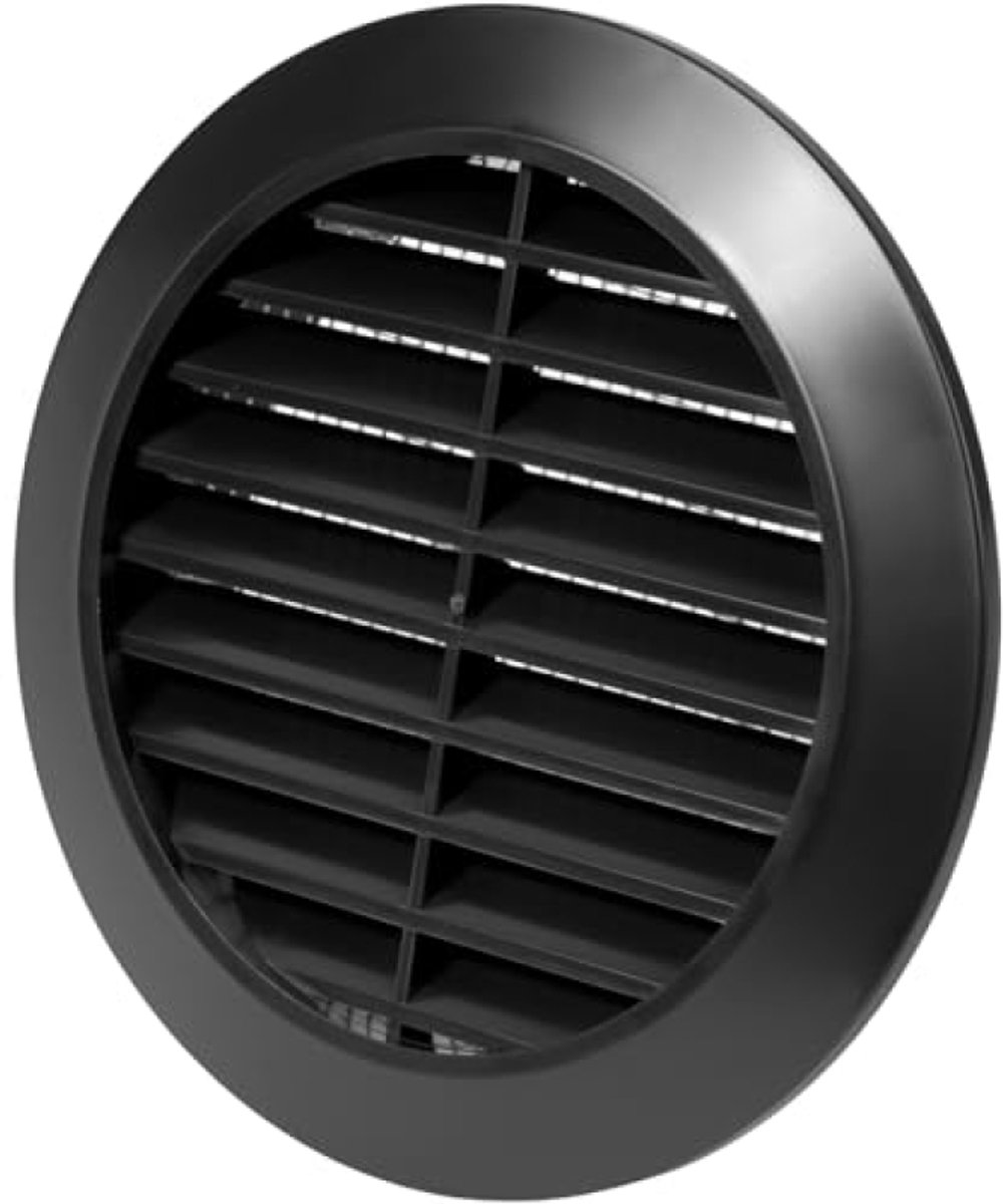 PromoHome 90 mm Ventilatieafdekking Rond – Rooster met Insectennet – Luchtcirculatie voor Badkamer, Keuken, Thuiskantoor – Zwart