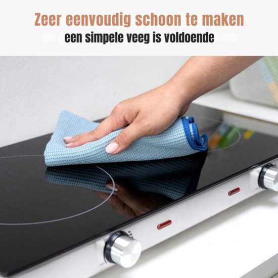 Thuys - Elektrische Kookplaat 2 Pits Zilver - 2800W - Infrarood Kookzones - Traploze Temperatuurregeling - Keramisch Krasbestendig van Thuys — afbeelding 2