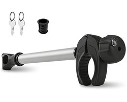 Zilveren Lange Framehouder Fietsendrager Afsluitbaar – 45 cm – Voor 3e Fiets – Universele Fietsklem Caravan & Camper