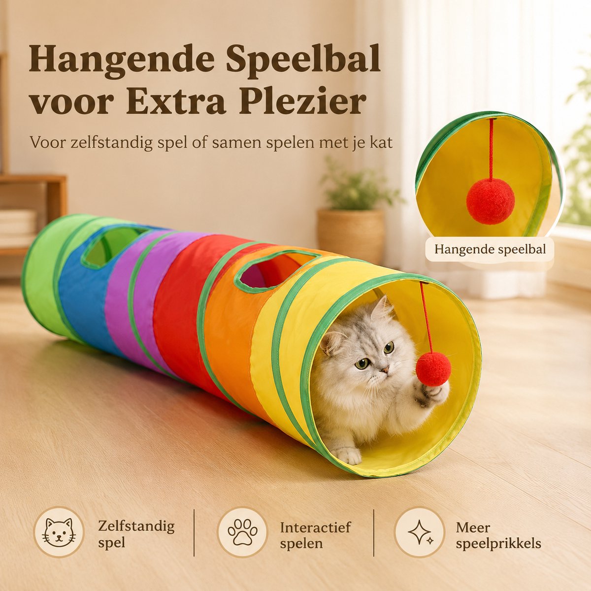 Kattentunnel - Speeltunnel Kat met Speelbal thumbnail 5