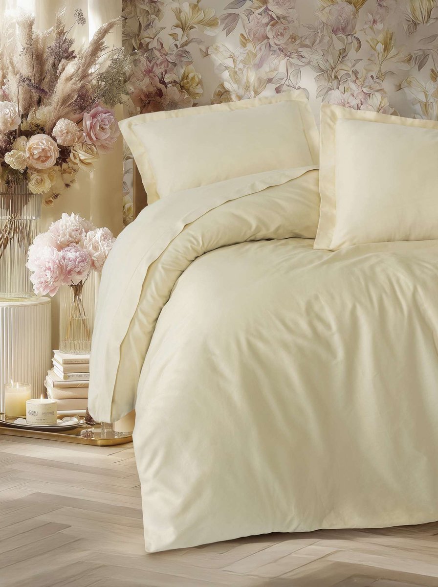 L'Essentiel Maison - 1-persoons Dekbedovertrekset 135x200 cm - Katoensatijn - Beige