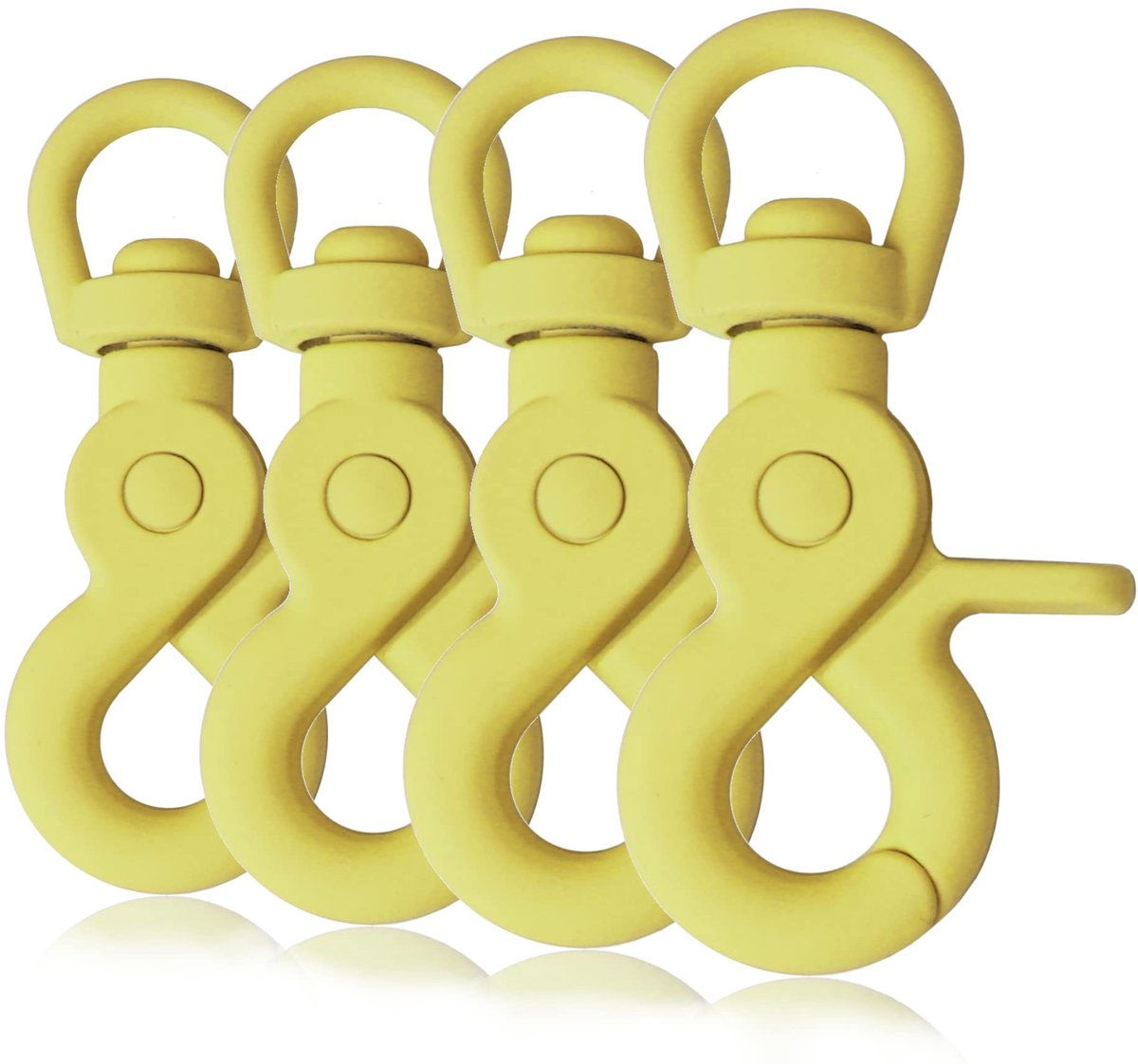 Dailygoods - Schaar-Karabijnhaak met Wartel en Draaikop - 4 Stuks, Geel - 61 mm