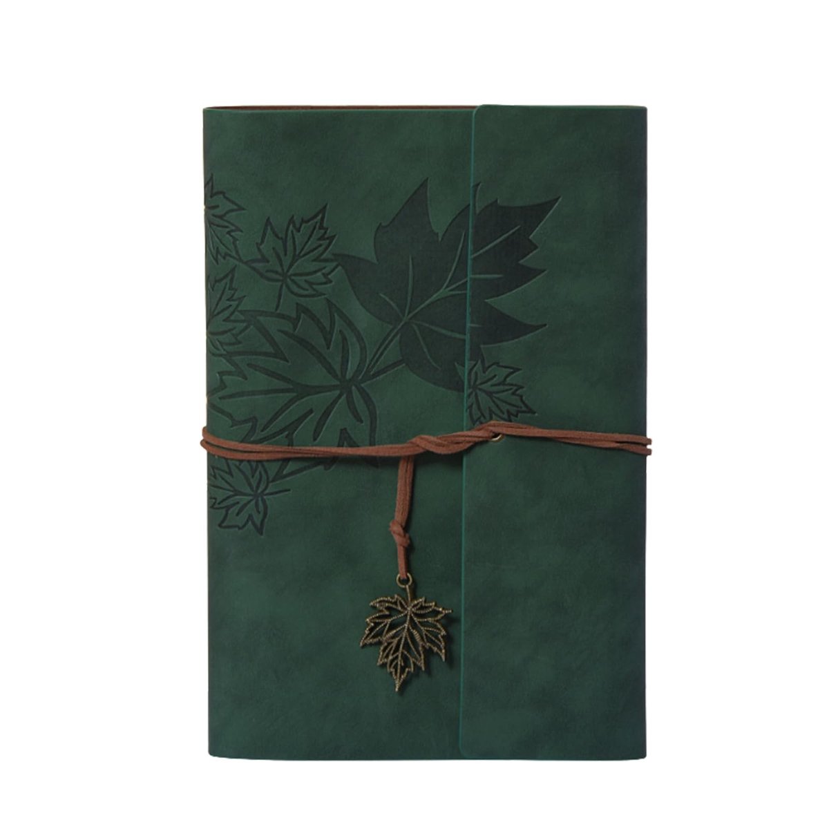 Dailygoods - Leren notitieboek, A6, 18,5 x 12 cm, vintage, navulbaar, reisdagboek met blanco pagina's, ringband, dagboek en schetsboek, dik papier, softcover, receptenboek om zelf te schrijven, groen